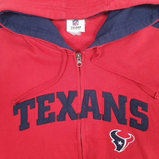 Mens Red NFL Texans Spellout Full Zip Jumper