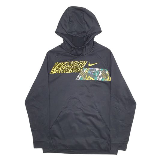 Mens Black Nike Spellout Pattern Dri-Fit Hoodie Jumper