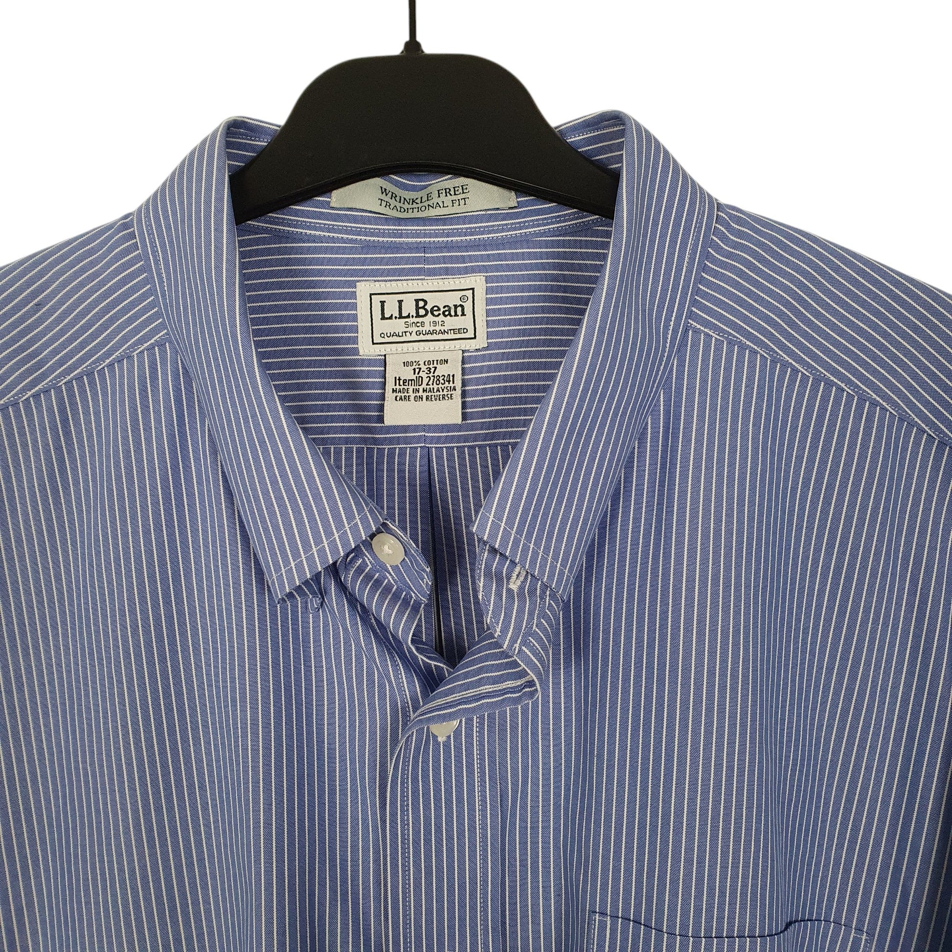 Mens Blue L.L.Bean Traditional Fit Long Sleeve Shirt