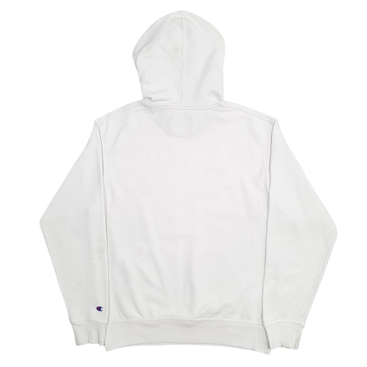 Mens White Champion Spellout Hoodie Jumper