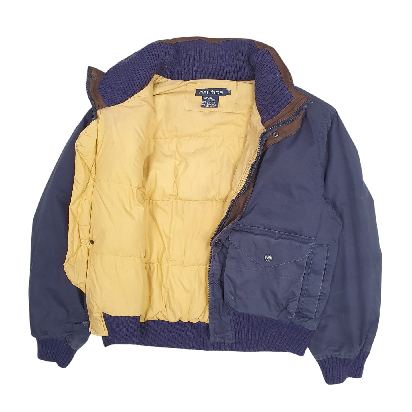 Mens Navy Nautica Vintage 1990s Bomber  Coat