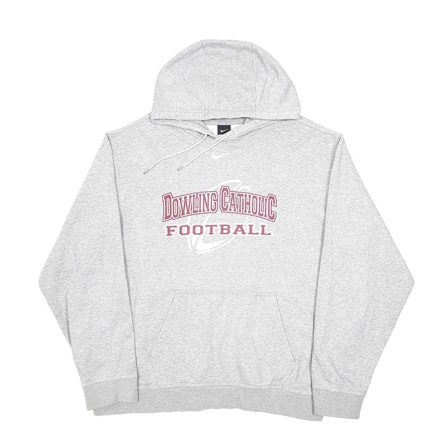 Mens Grey Nike Vintage Y2k Dowling Catholic American Football School Hoodie Jumper