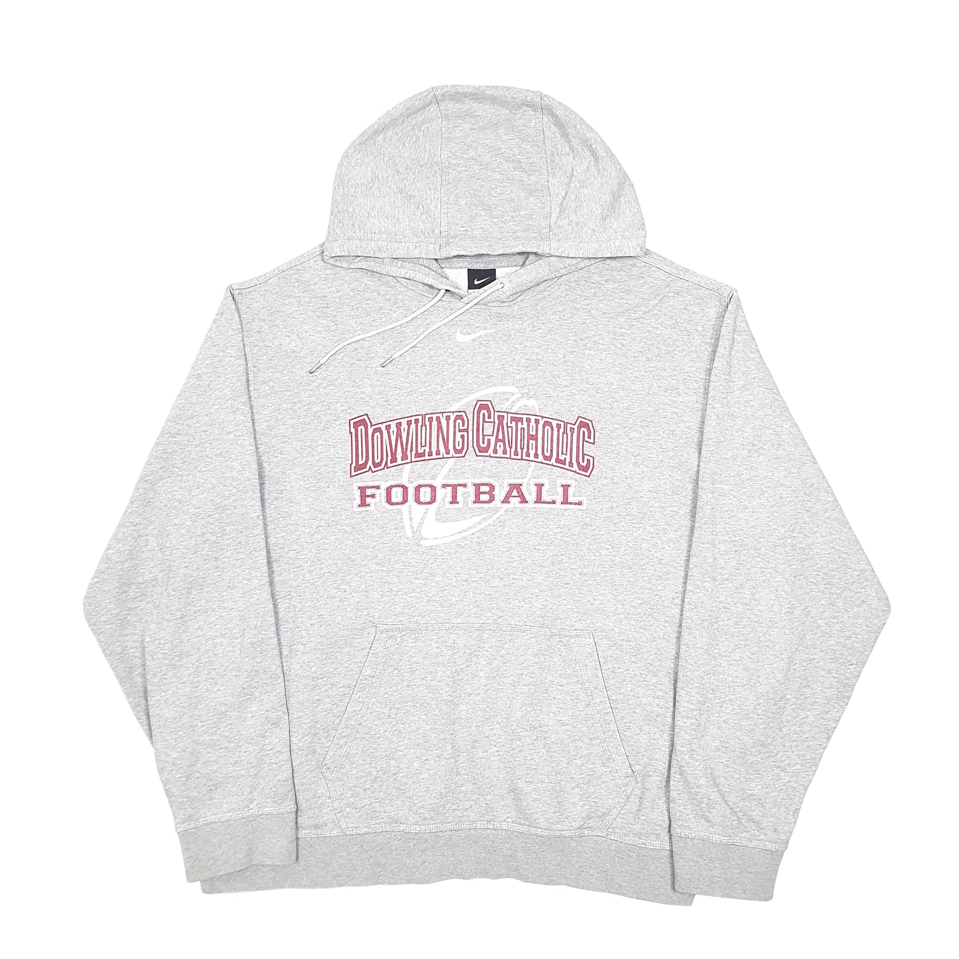 Mens Grey Nike Vintage Y2k Dowling Catholic American Football School Hoodie Jumper