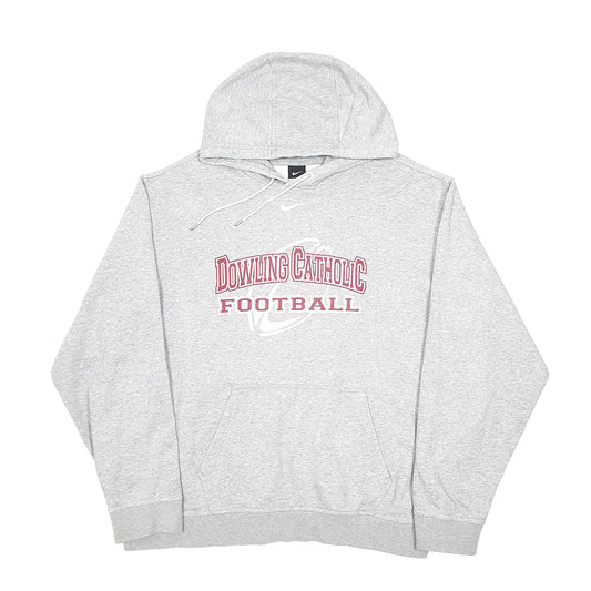 Mens Grey Nike Vintage Y2k Dowling Catholic American Football School Hoodie Jumper