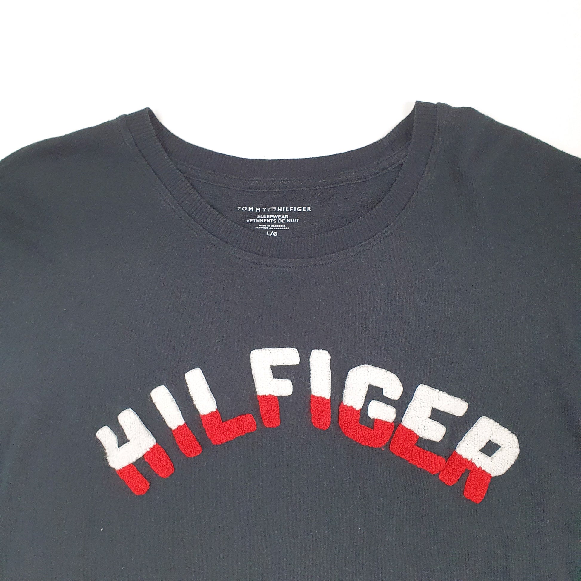 Mens Black Tommy Hilfiger Sleepwear Lightweight Crewneck Jumper