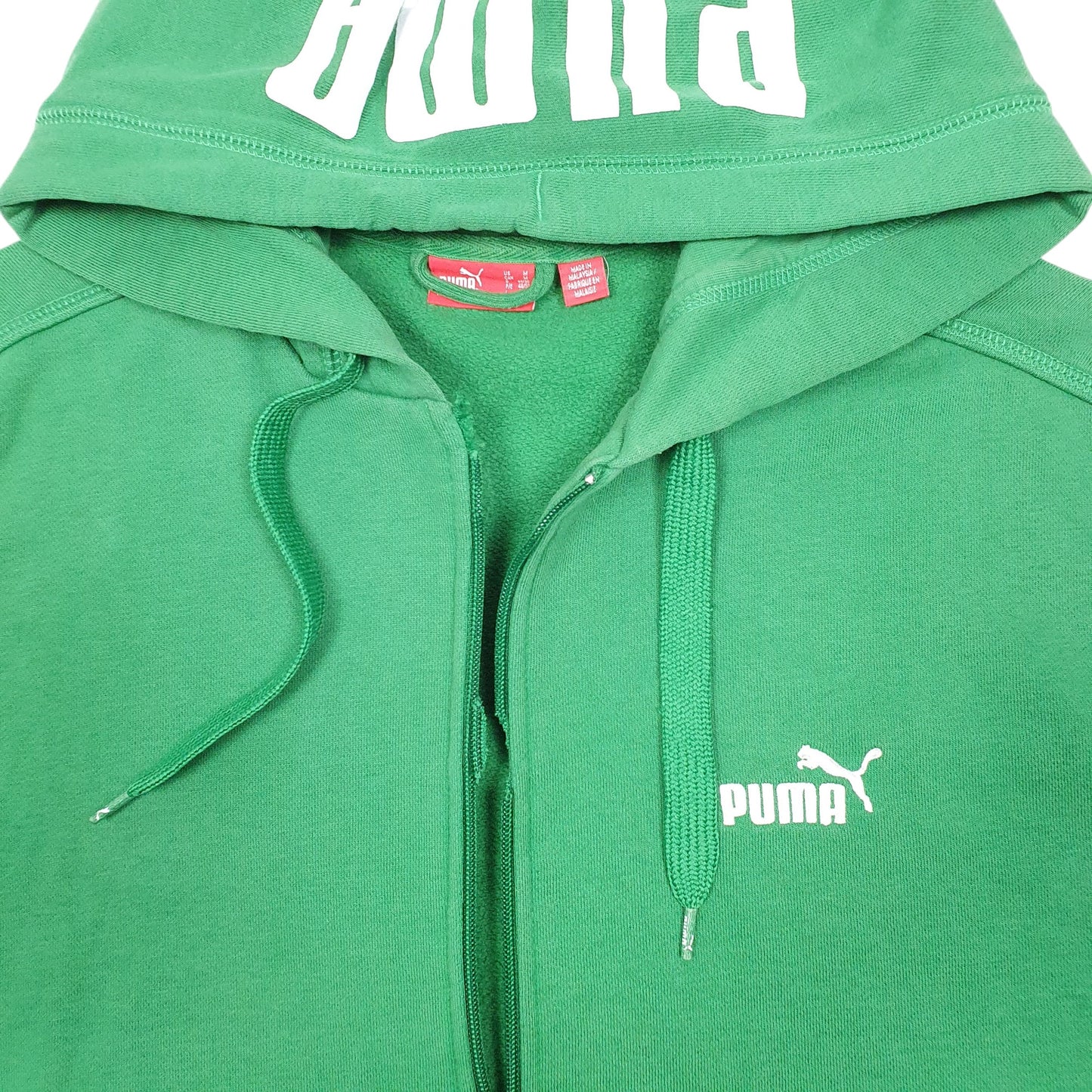 Mens Green Puma Hoodie Full Zip Jumper