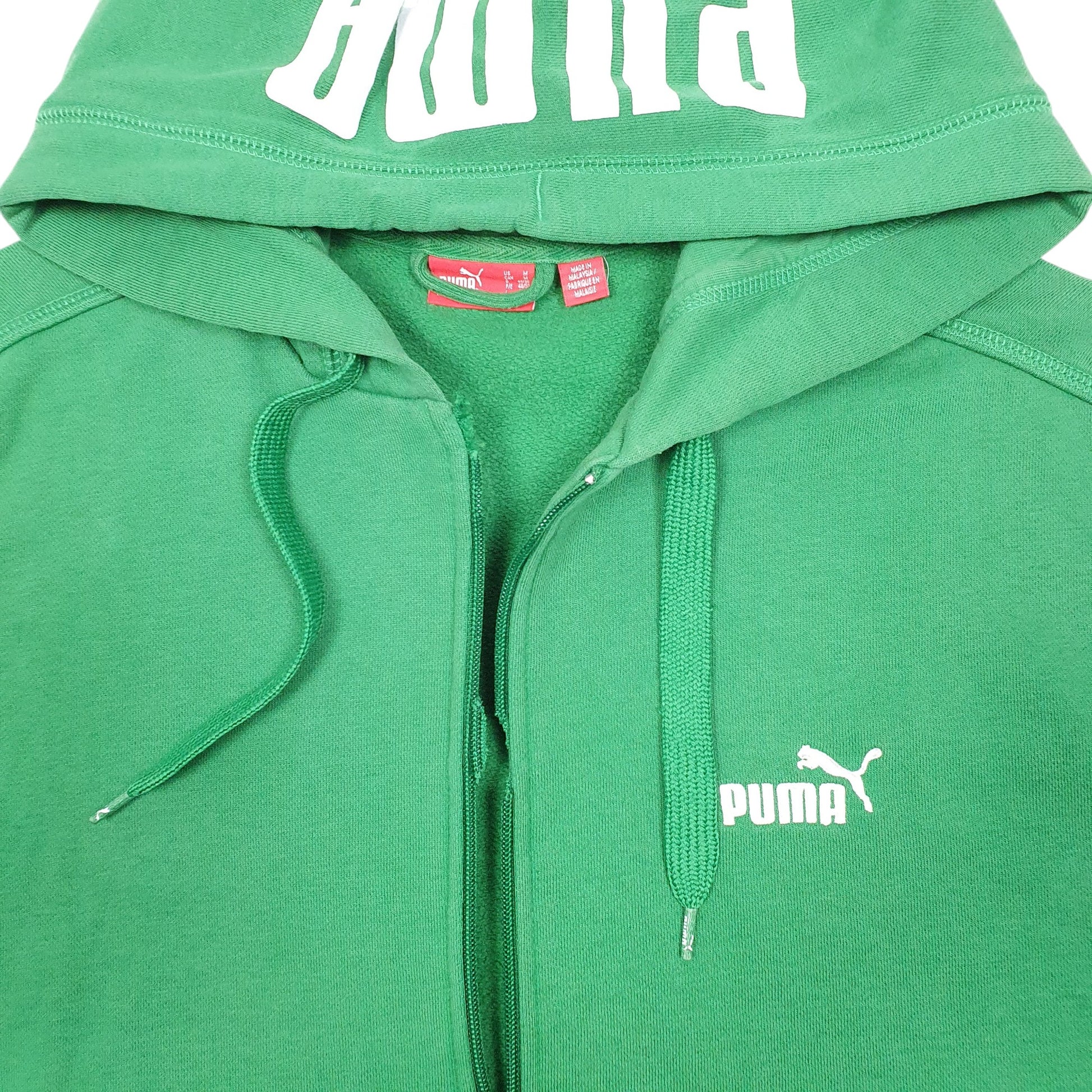 Mens Green Puma Hoodie Full Zip Jumper