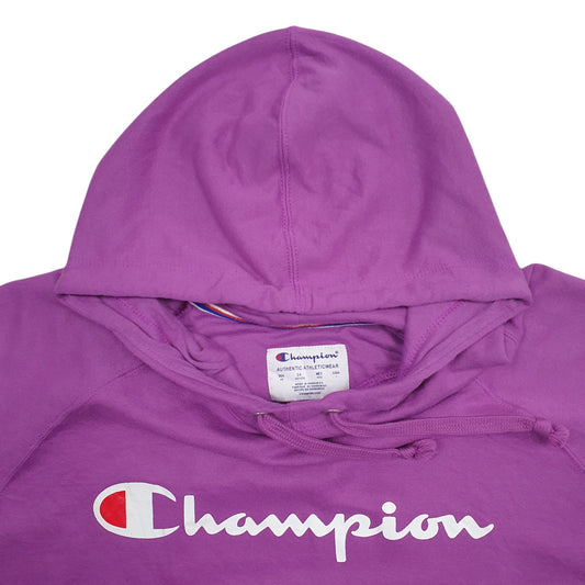 Womens Purple Champion Spellout Hoodie Jumper