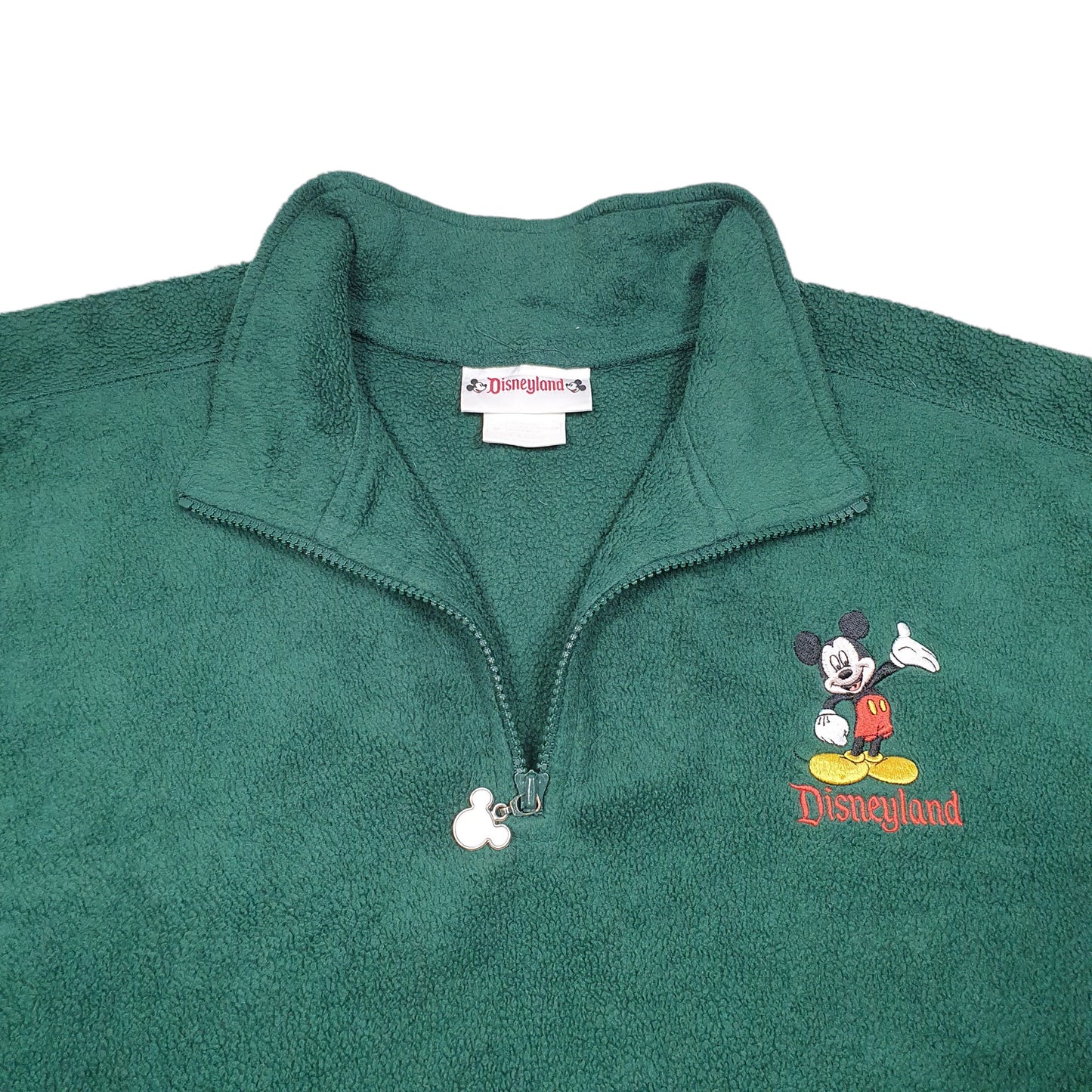 Mens Green Disney Vintage Disneyland Mickey Mouse Quarter Zip Jumper