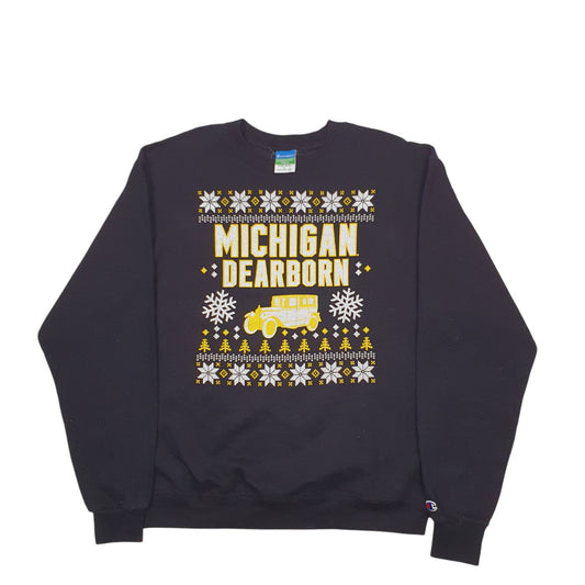 Mens Black Champion Michigan Dearborn Crewneck Jumper