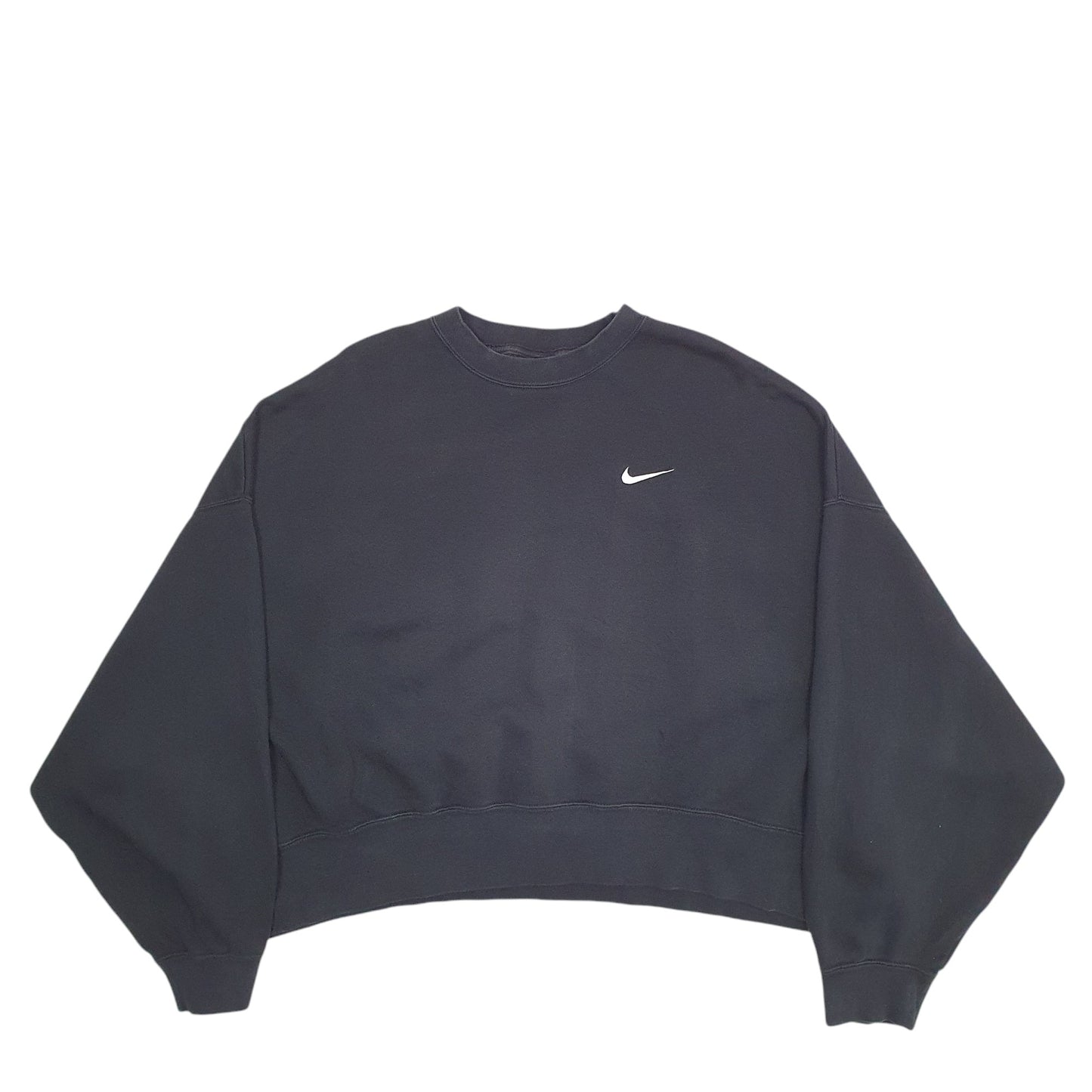 Womens Black Nike Crop Top Crewneck Jumper