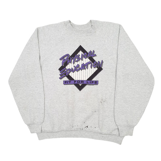 Mens Grey Fruit of the Loom Vintage 1990s Made In USA Crewneck Jumper