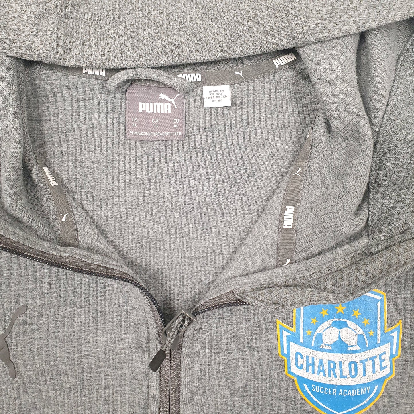 Mens Grey Puma Charlotte Soccer Academy Full Zip Jumper