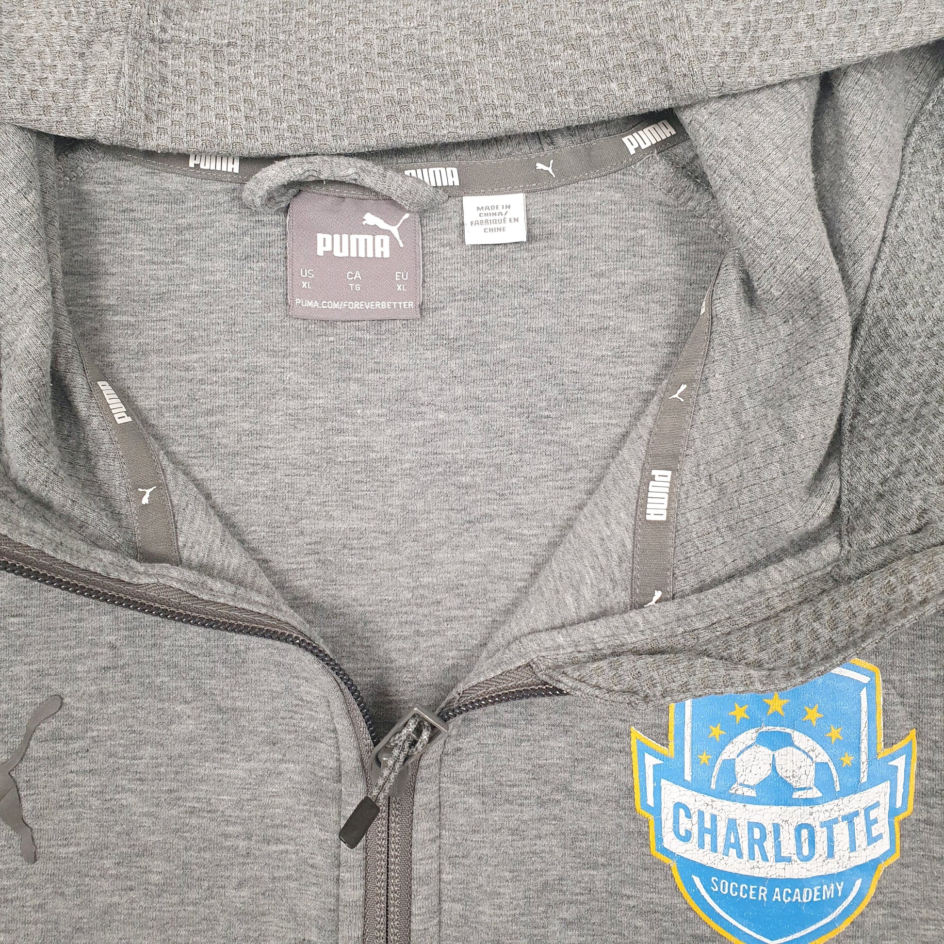 Mens Grey Puma Charlotte Soccer Academy Full Zip Jumper