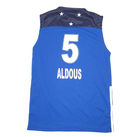 Mens Blue Adidas Basketball Vest Sleeveless Juniors Jersey Short Sleeve T Shirt