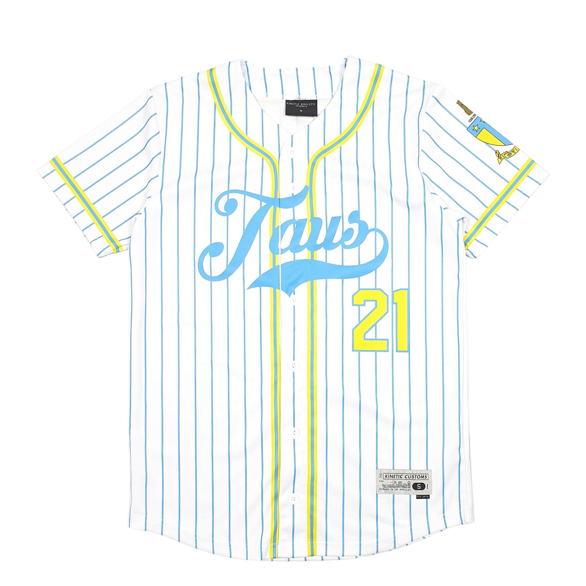 Mens White Kinetic Society Baseball Jersey Taus ATQ Fraternity Frat USA College Short Sleeve T Shirt