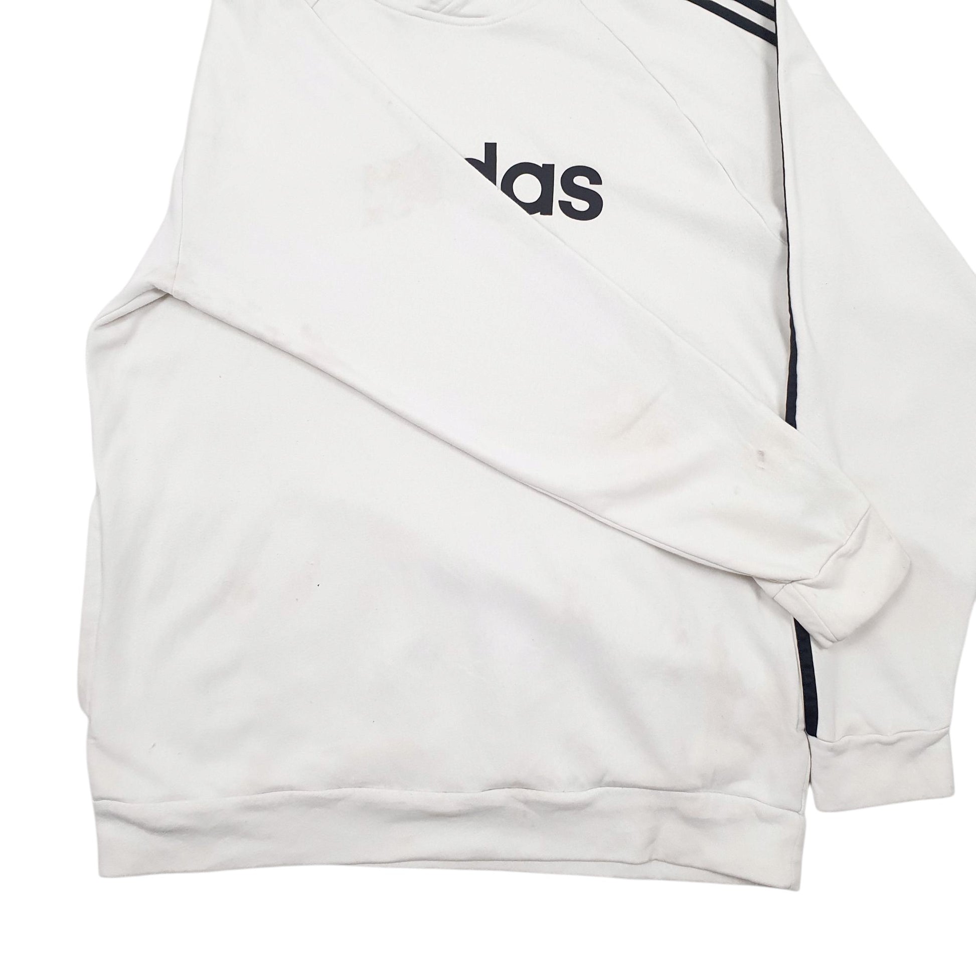 Mens White Adidas Spellout Hoodie Jumper