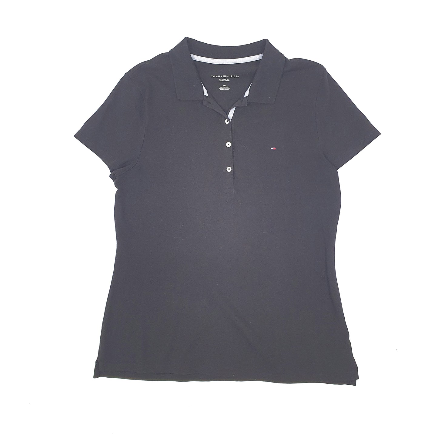 Womens Black Tommy Hilfiger  Short Sleeve Polo Shirt