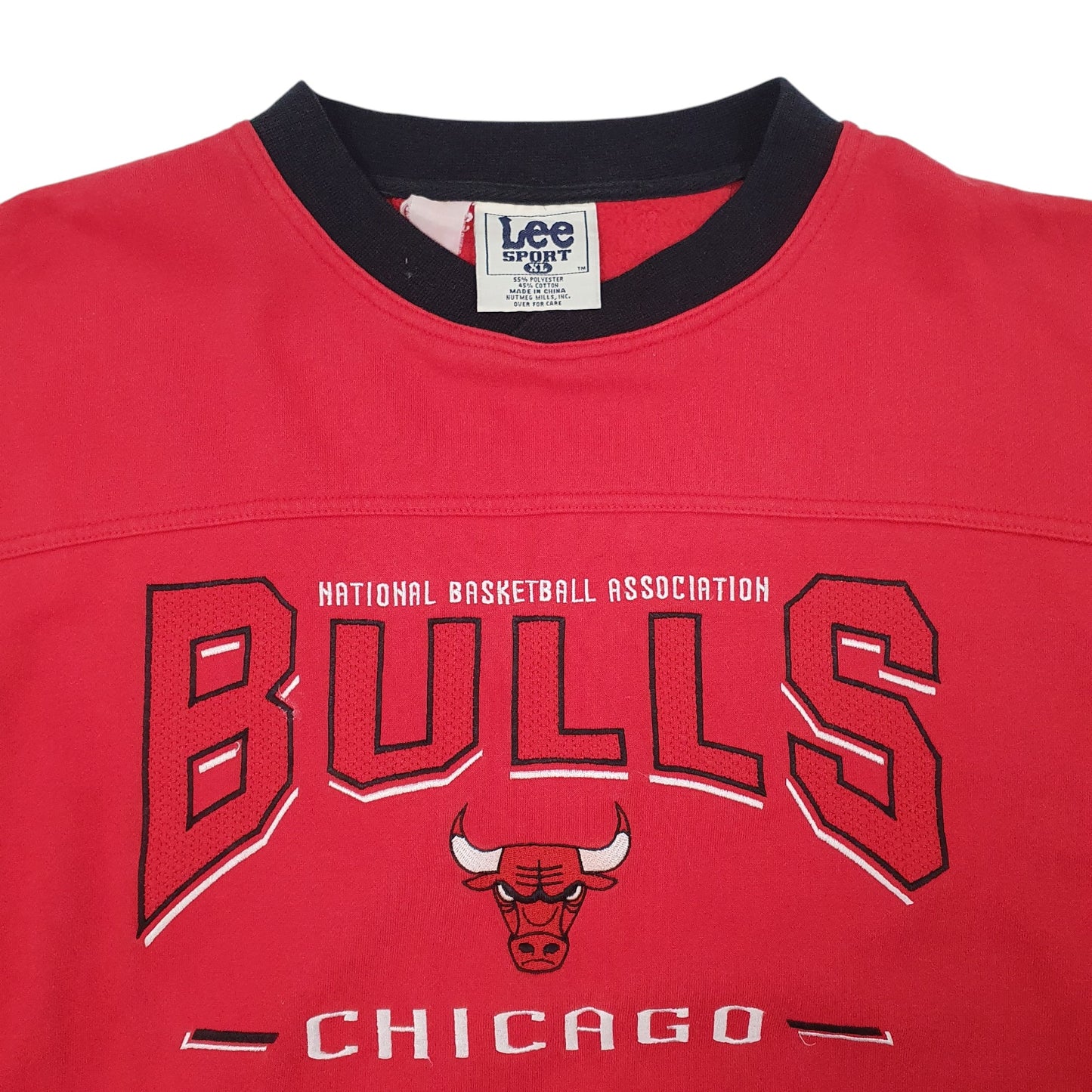Mens Red Nutmeg Mills Chicago Bulls NBA Lee Sport Vintage 90s Crewneck Jumper