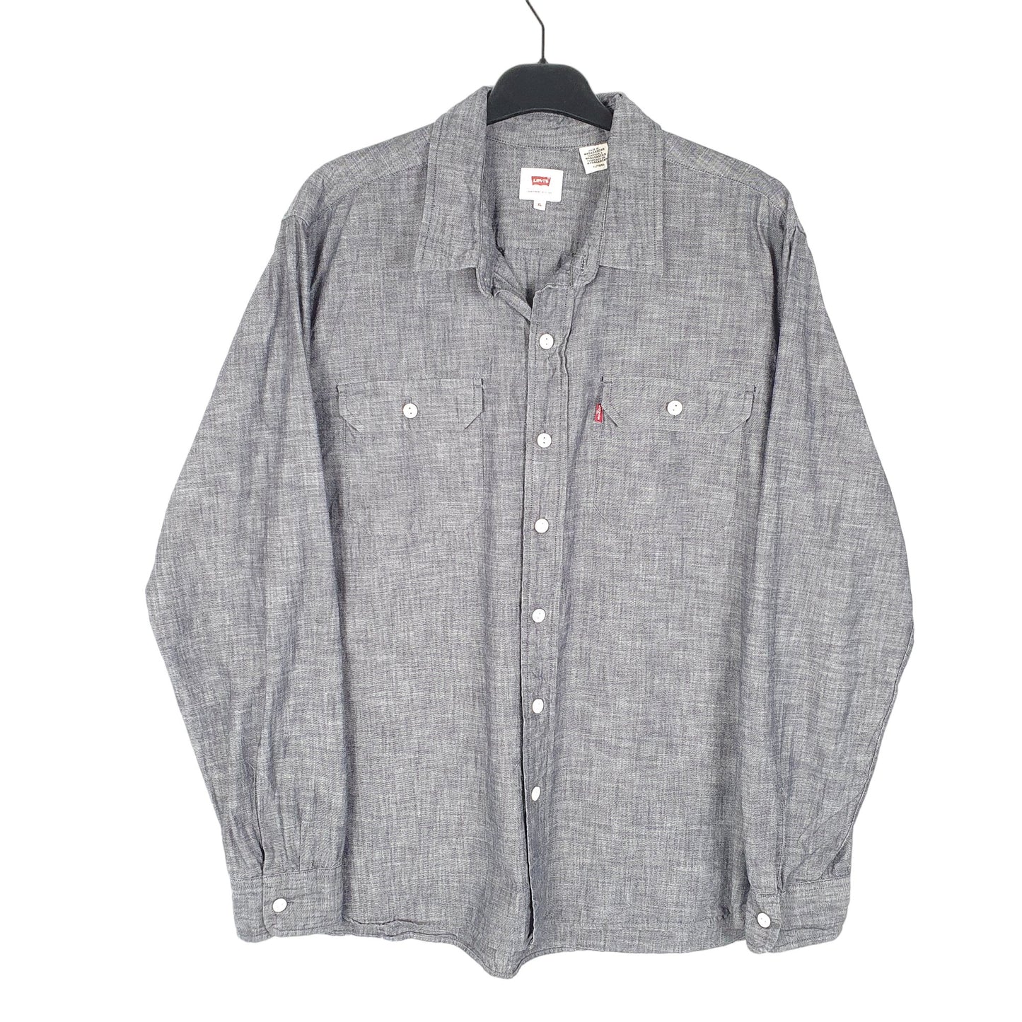 Mens Grey Levis Chambray Work Long Sleeve Shirt