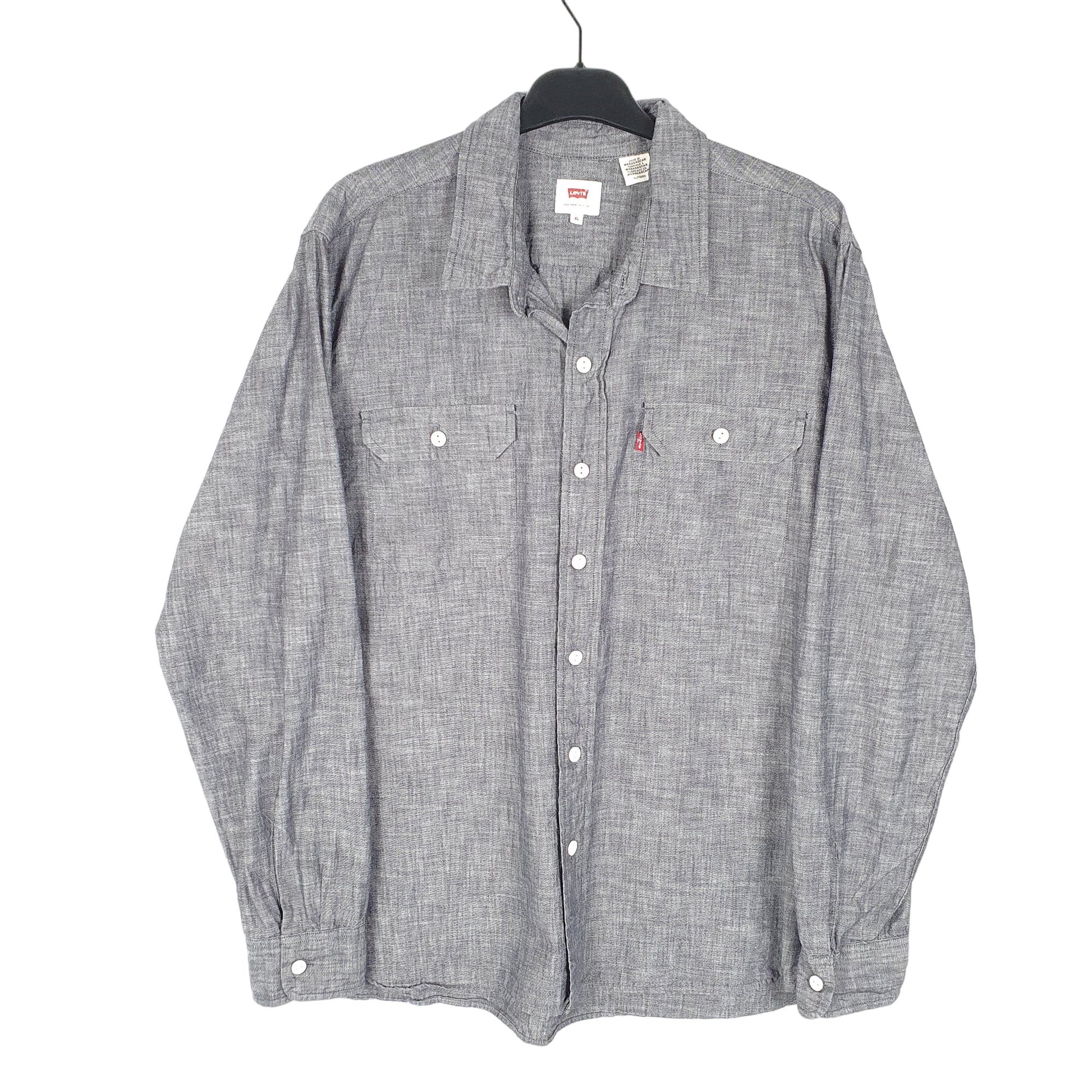 Mens Grey Levis Chambray Work Long Sleeve Shirt