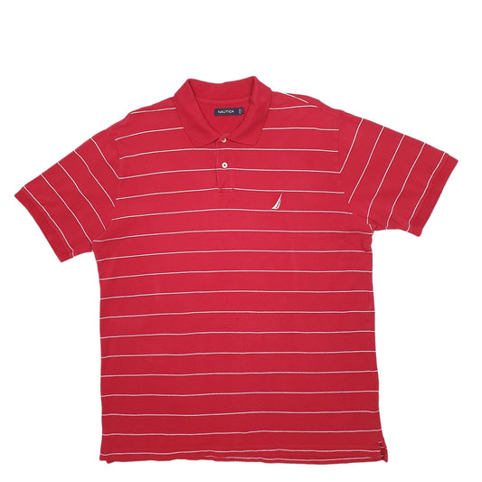 Mens Red Nautica  Short Sleeve Polo Shirt