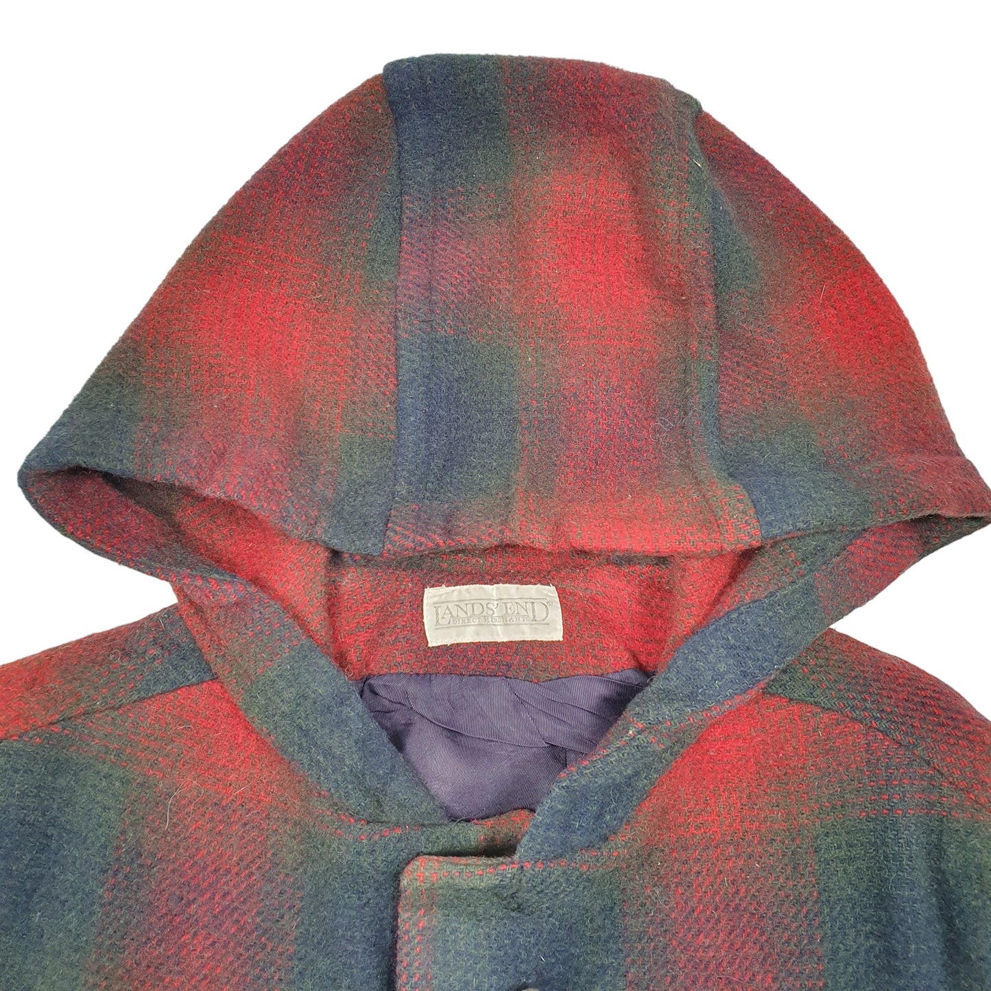 Womens Red Lands End Duffle Vintage Wool  Coat