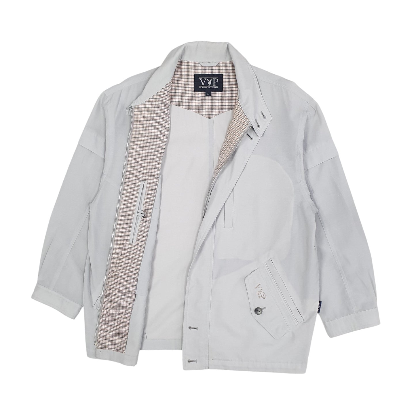 Mens Grey Playboy Collection Lightweight Bomber Windbreaker  Coat