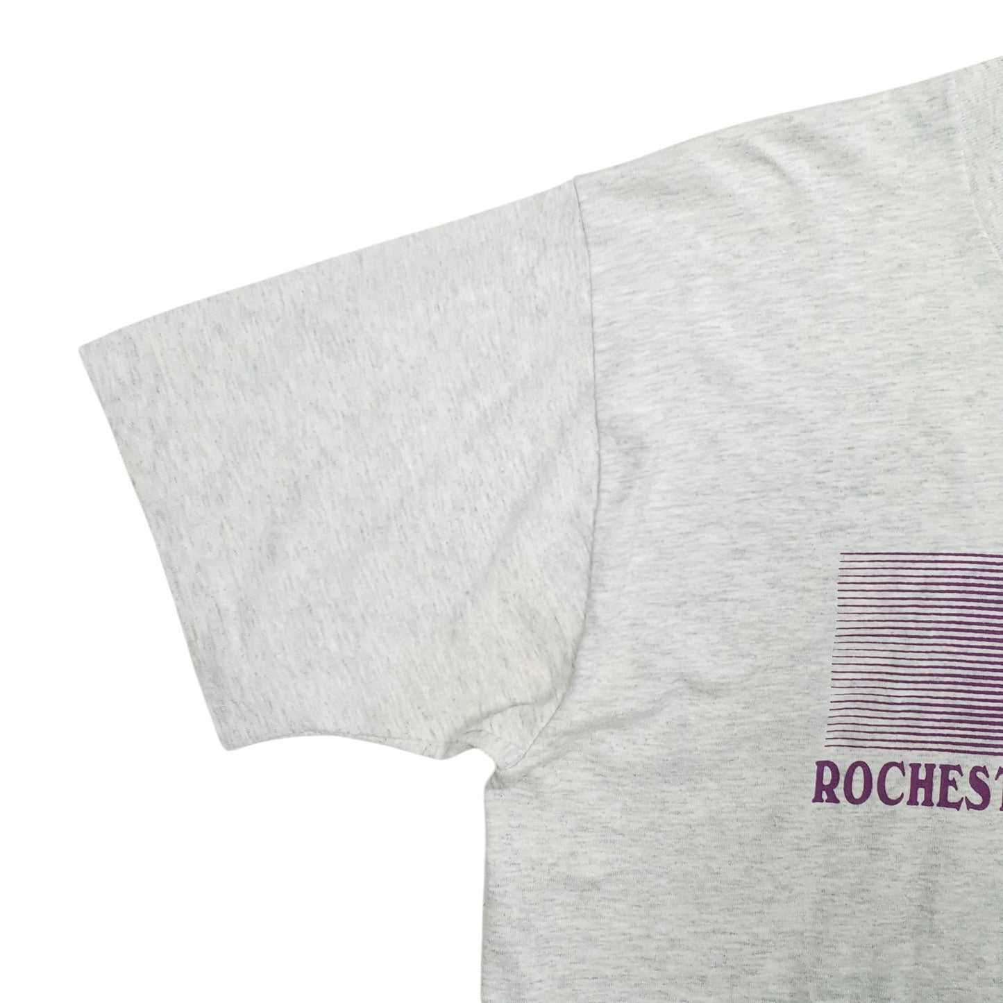 Mens Grey Fruit Of The Loom Single Stitch Vintage 90s Made In USA Stay Well Rochester Community School Short Sleeve T Shirt