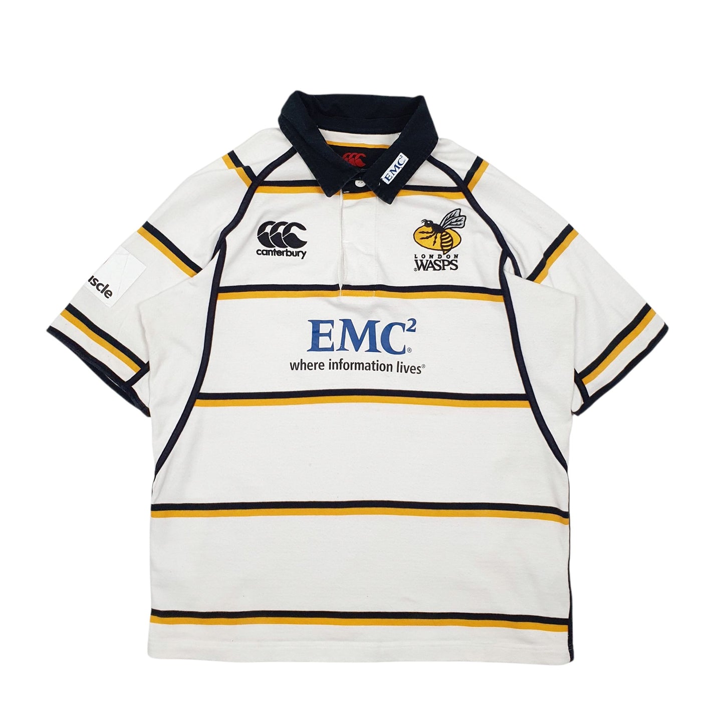 Mens Whie Canterbury Rugby London Wasps Short Sleeve Polo Shirt