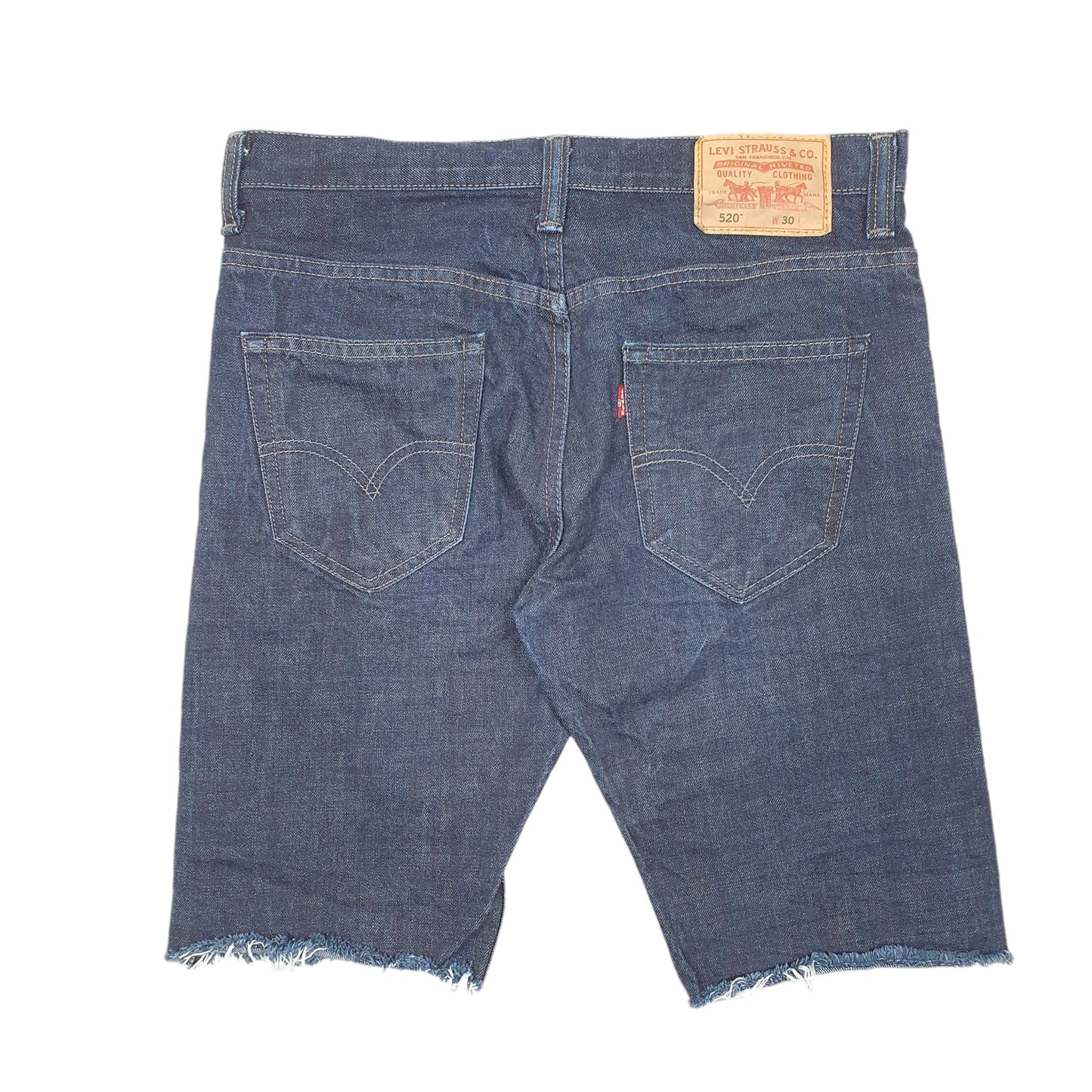 Mens Blue Levis Denim Jeans Jorts 520 Tapered Cut Offs Denim Shorts