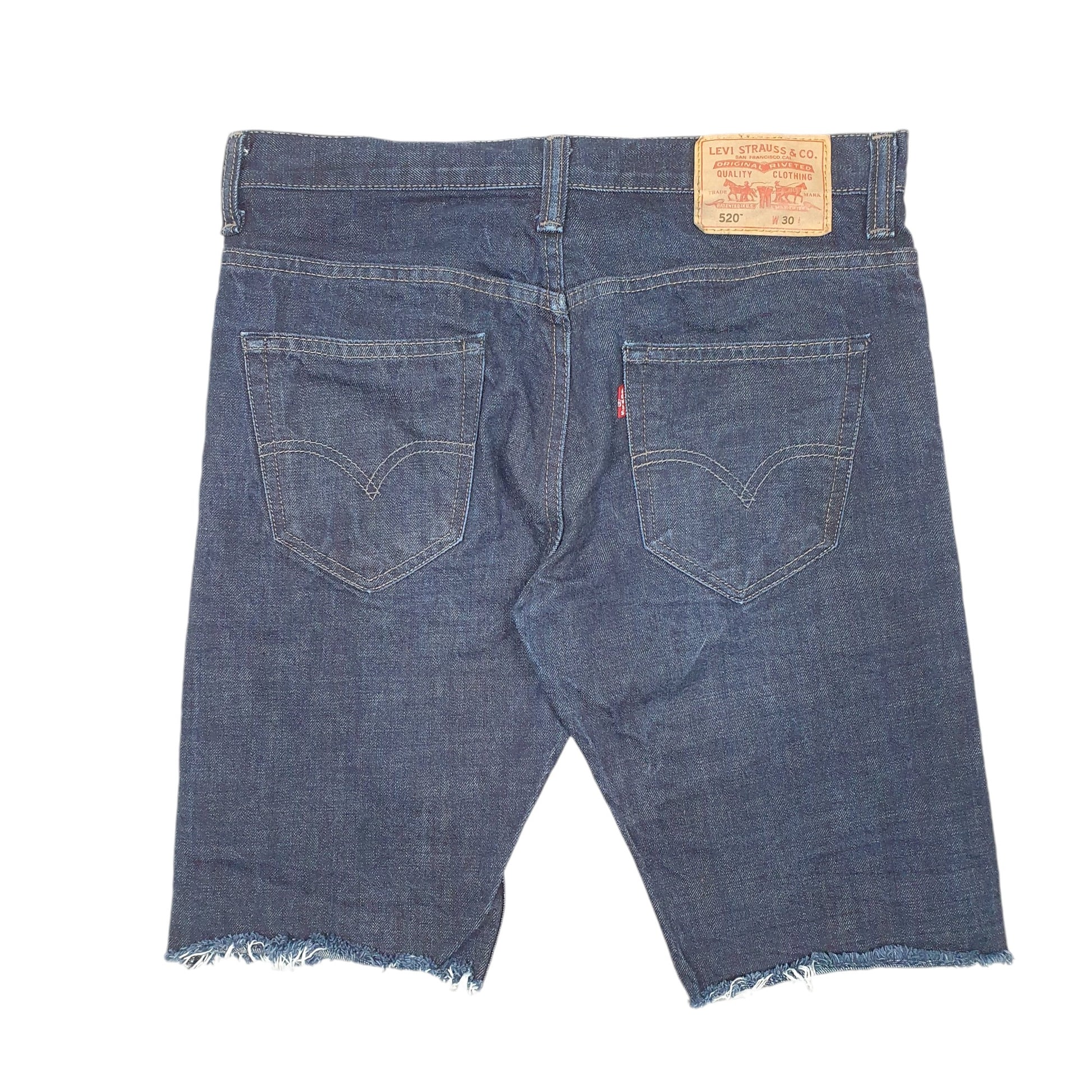 Mens Blue Levis Denim Jeans Jorts 520 Tapered Cut Offs Denim Shorts