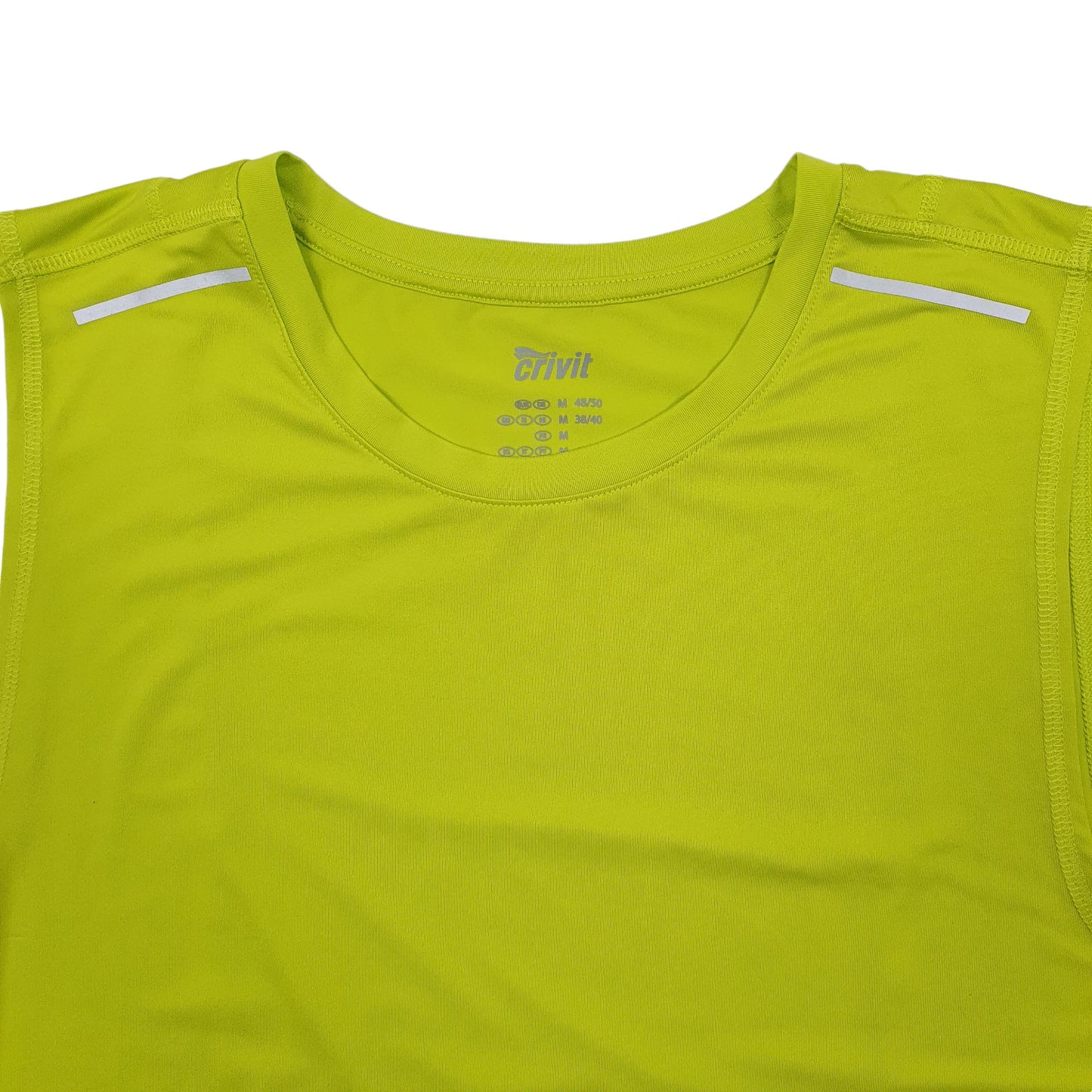 Mens Yellow Crivit Hi Vis Running Vest Sleeveless Short Sleeve T Shirt