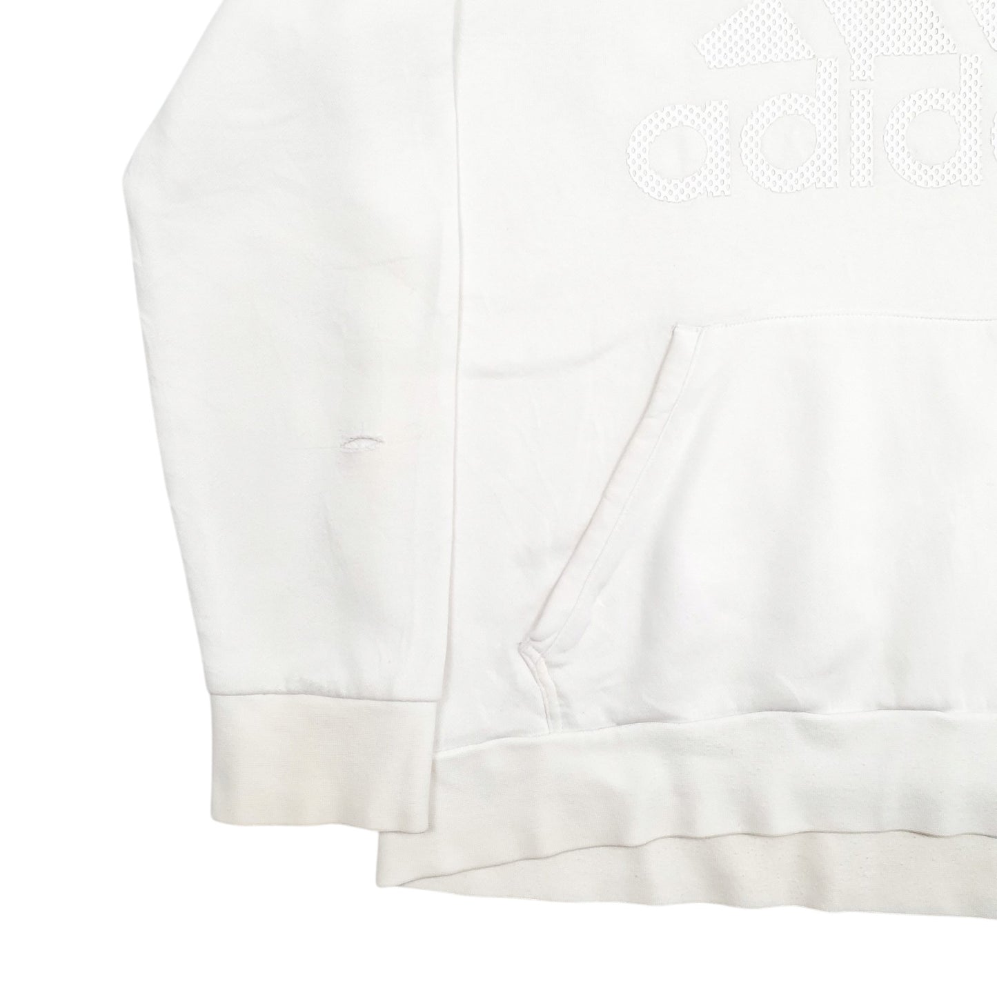 Mens White Adidas Spellout Hoodie Jumper