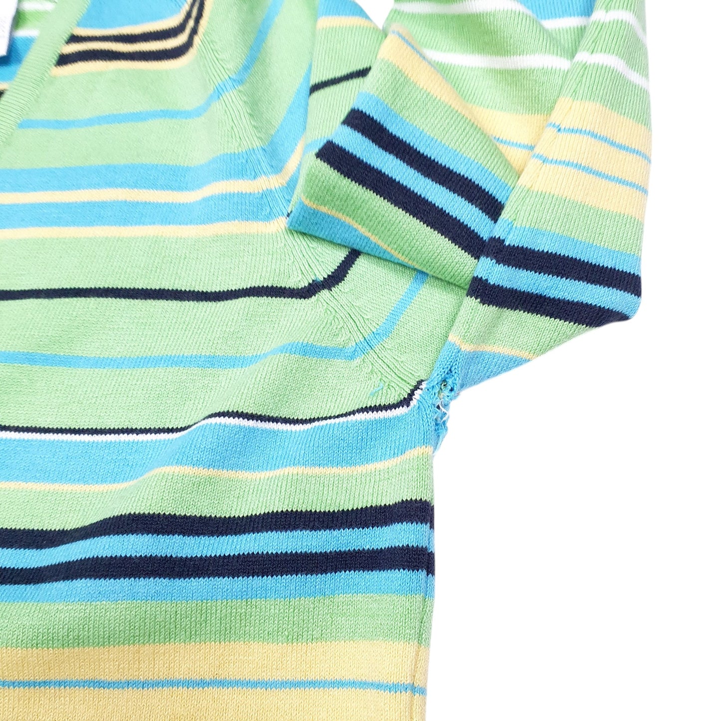 Womens Green Izod Stripe Raglan V Neck Jumper