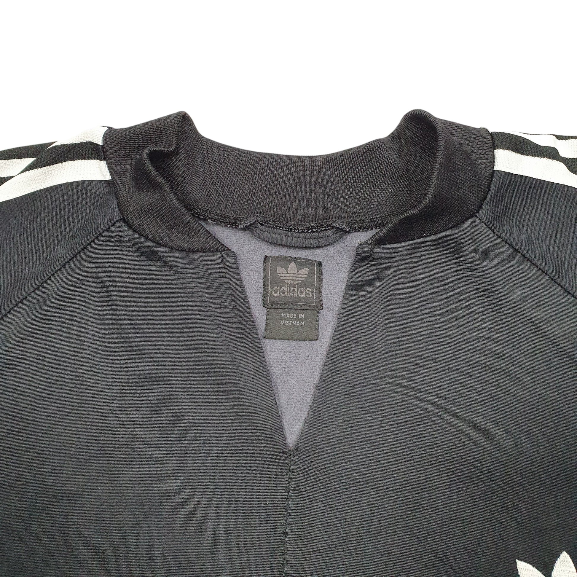 Womens Black Adidas Vintage Altered Track Top Classic Re Worked Crewneck Jumper