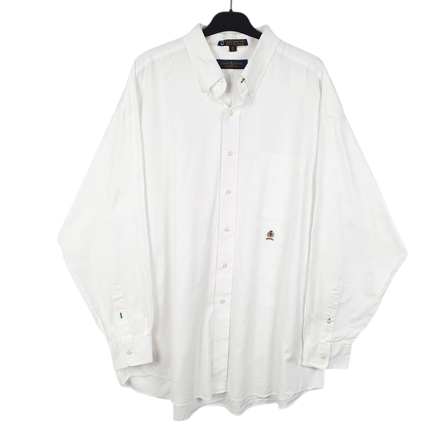 Mens White Tommy Hilfiger Crest Lifetime Collar Long Sleeve Shirt