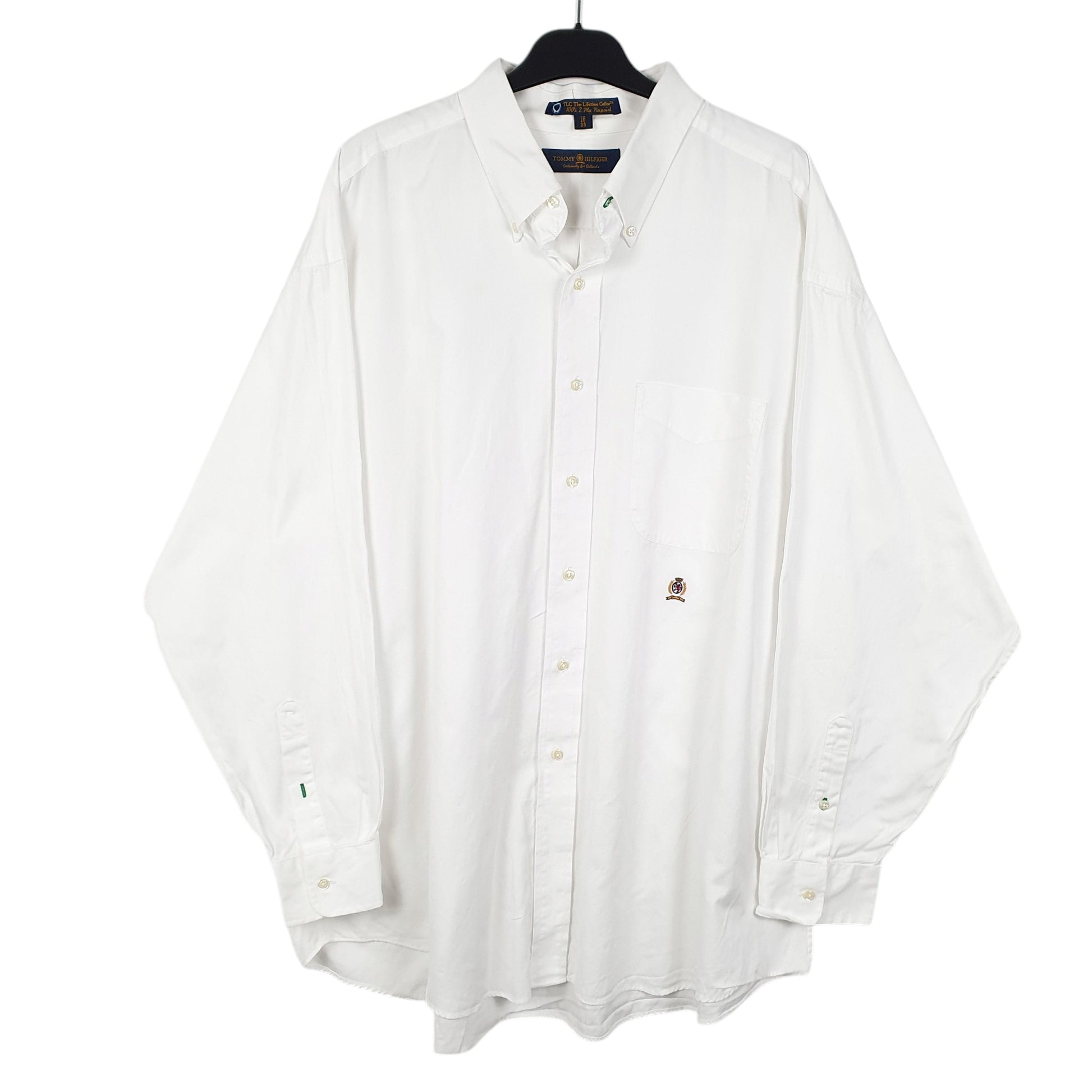 Mens White Tommy Hilfiger Crest Lifetime Collar Long Sleeve Shirt