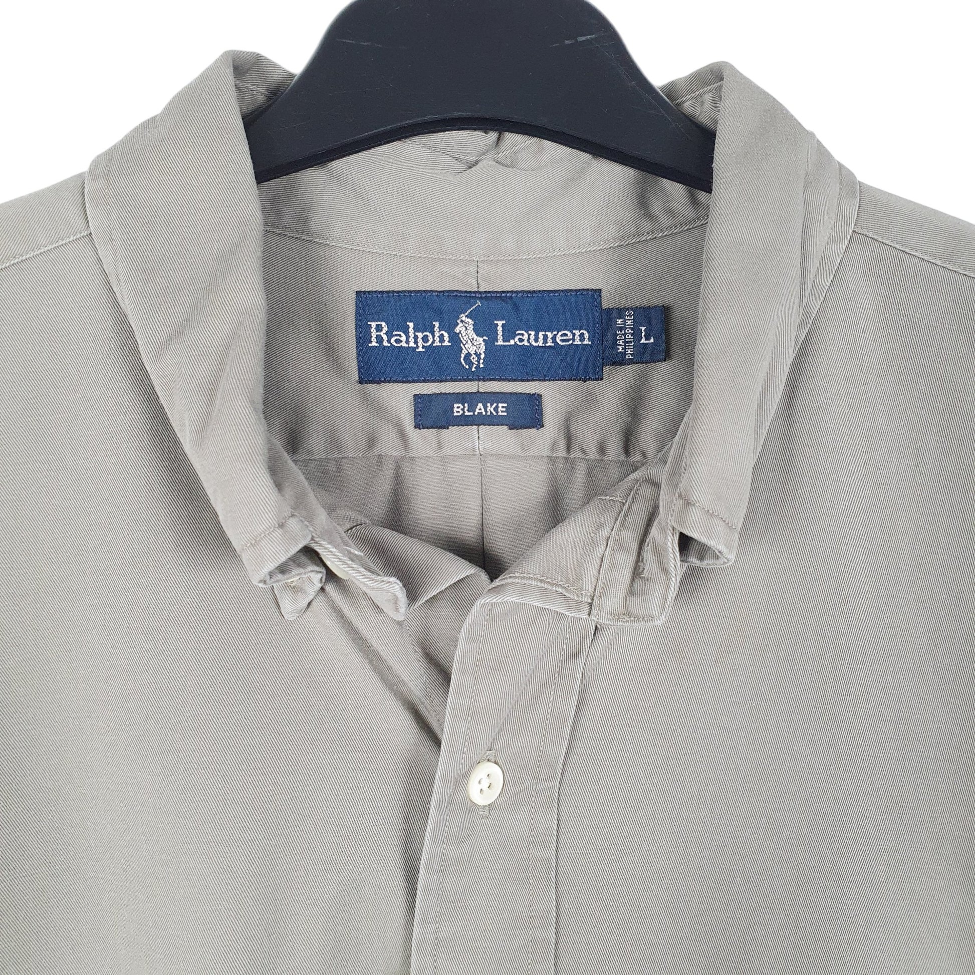 Mens Khaki Ralph Lauren Oxford Long Sleeve Shirt