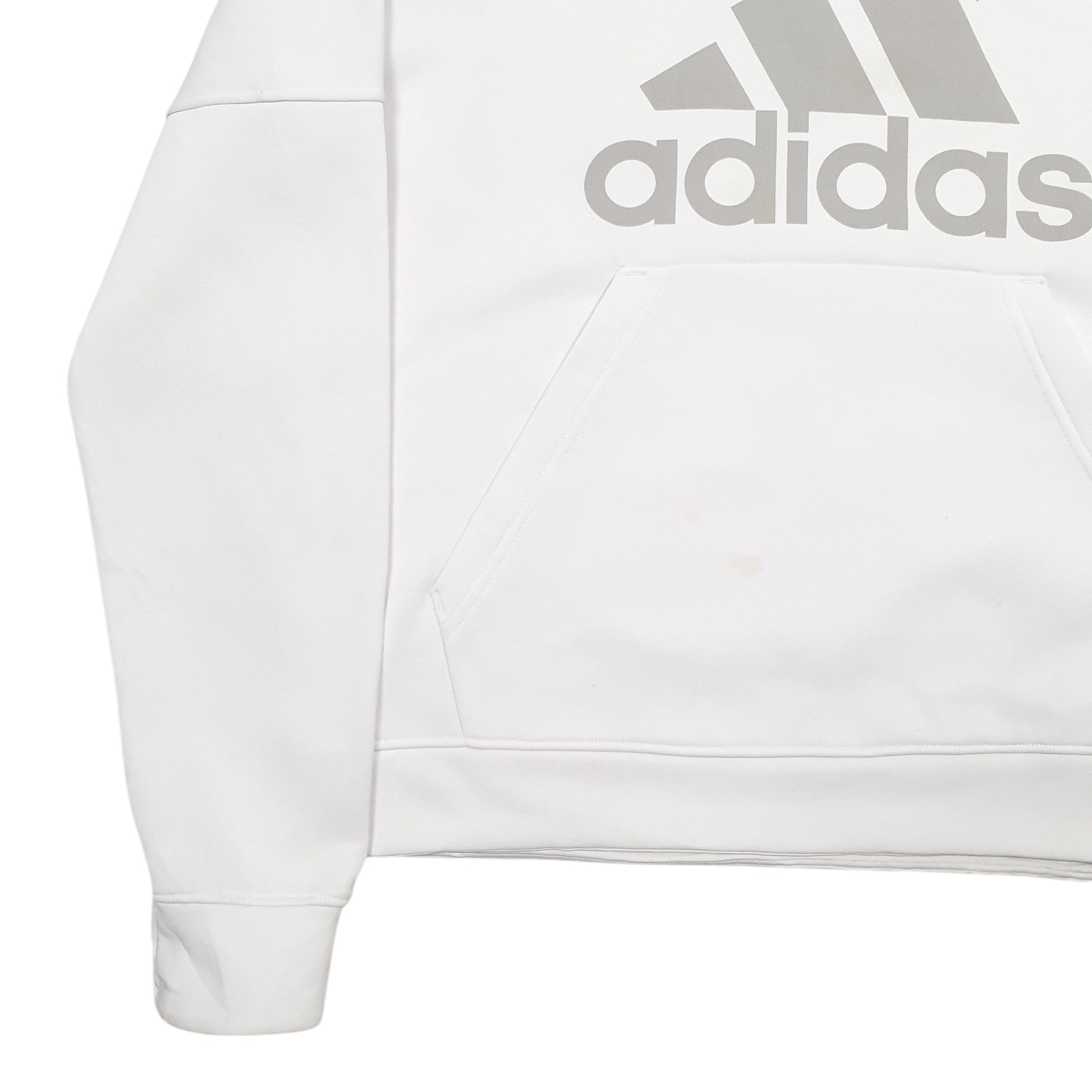 Womens White Adidas Spellout Climawarm Hoodie Jumper