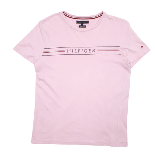 Mens Pink Tommy Hilfiger Spellout Short Sleeve T Shirt