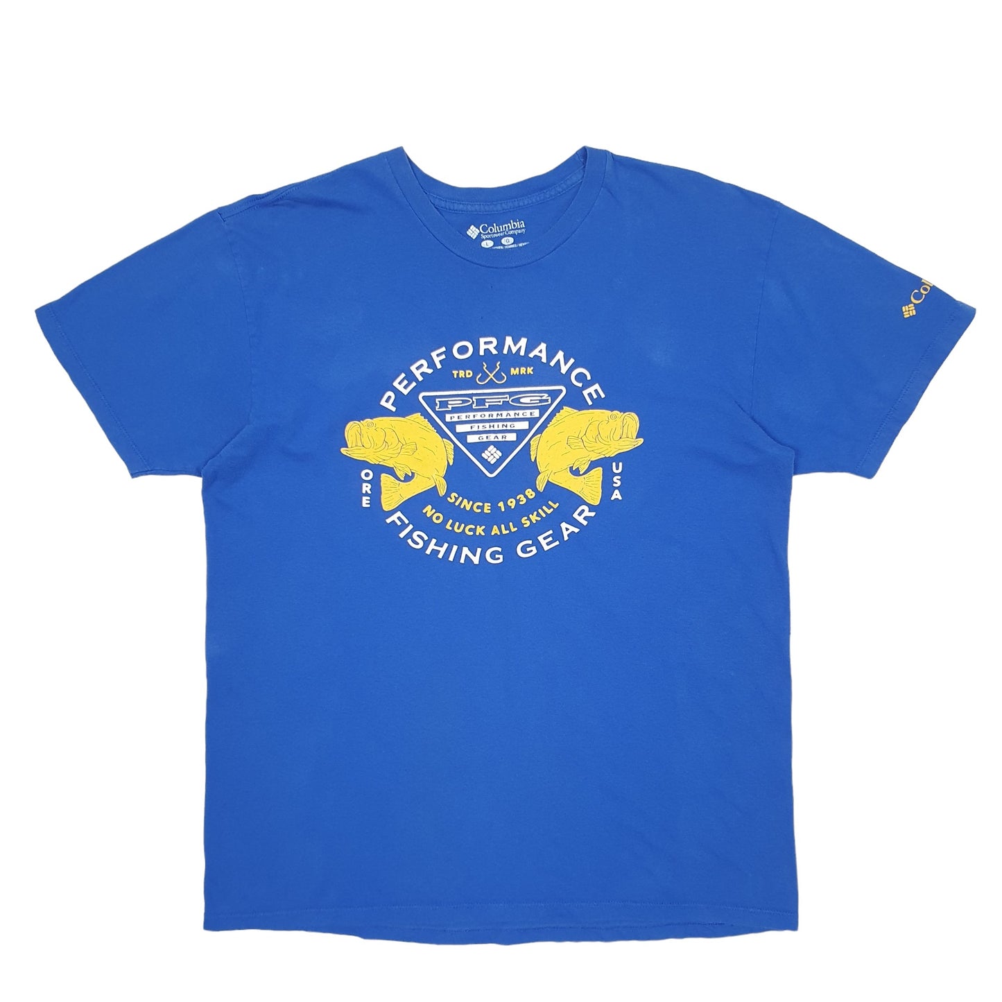 Mens Blue Columbia Sportswear PFG Fishing Short Sleeve T Shirt