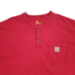 Mens Red Carhartt Henley Short Sleeve T Shirt