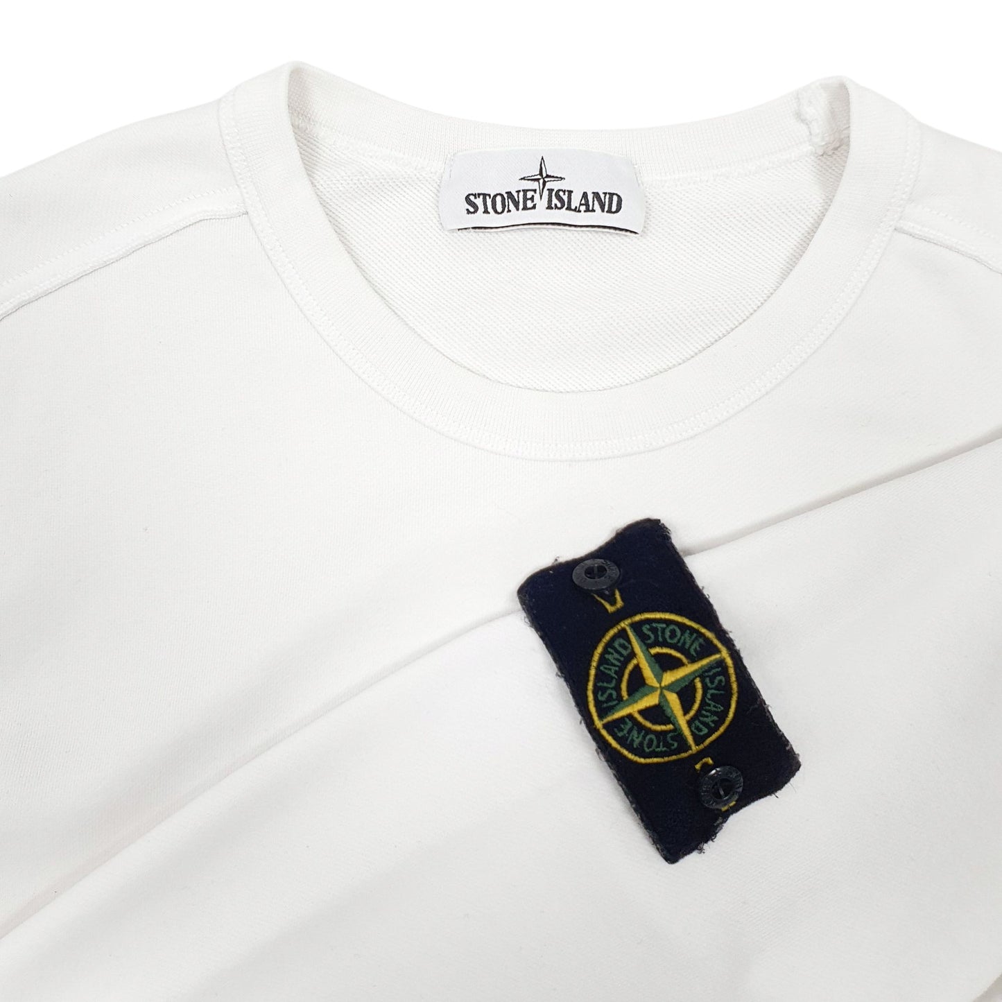 Mens White Stone Island  Crewneck Jumper