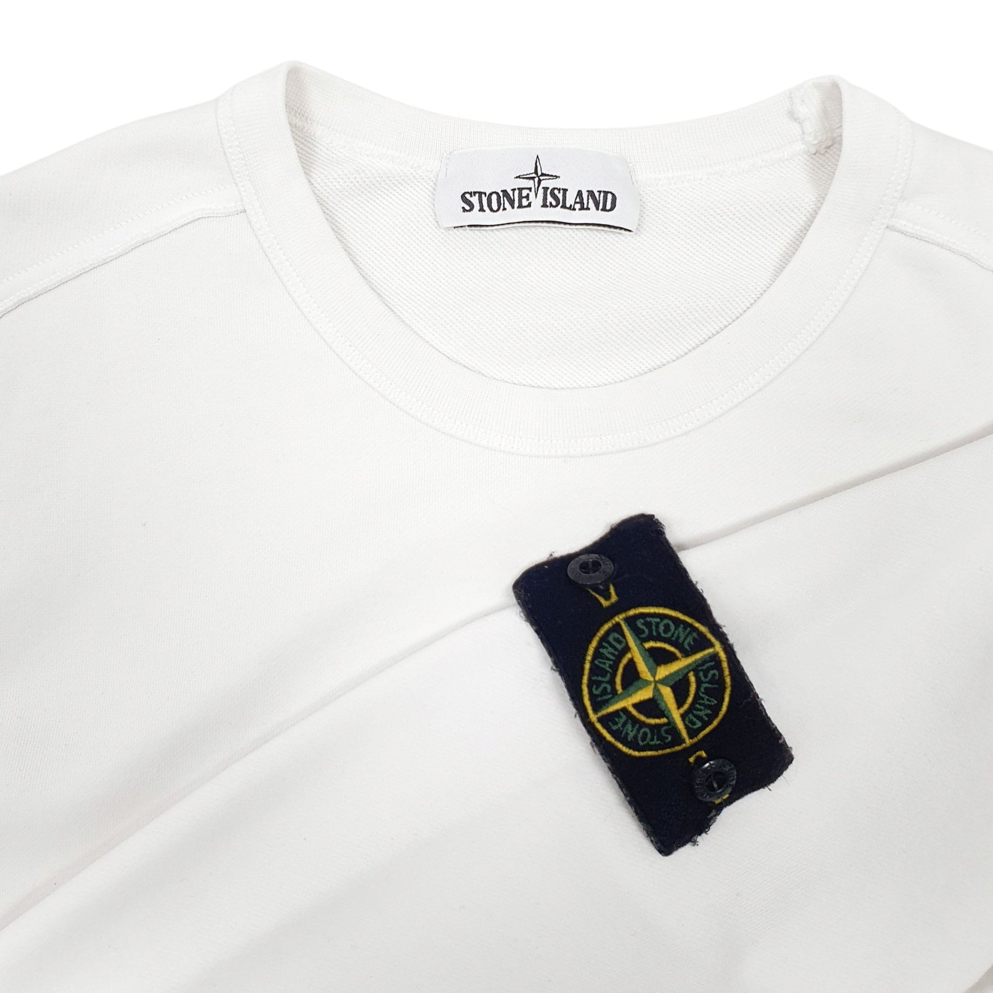 Mens White Stone Island  Crewneck Jumper