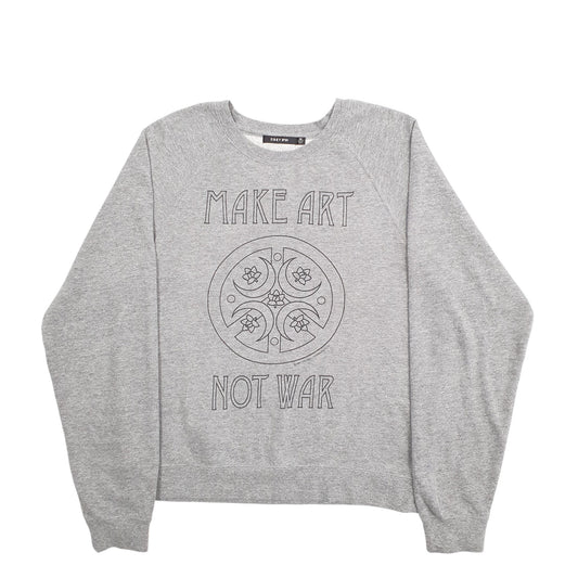 Womens Grey Obey No 89 Make Art Not War Spellout Crewneck Jumper