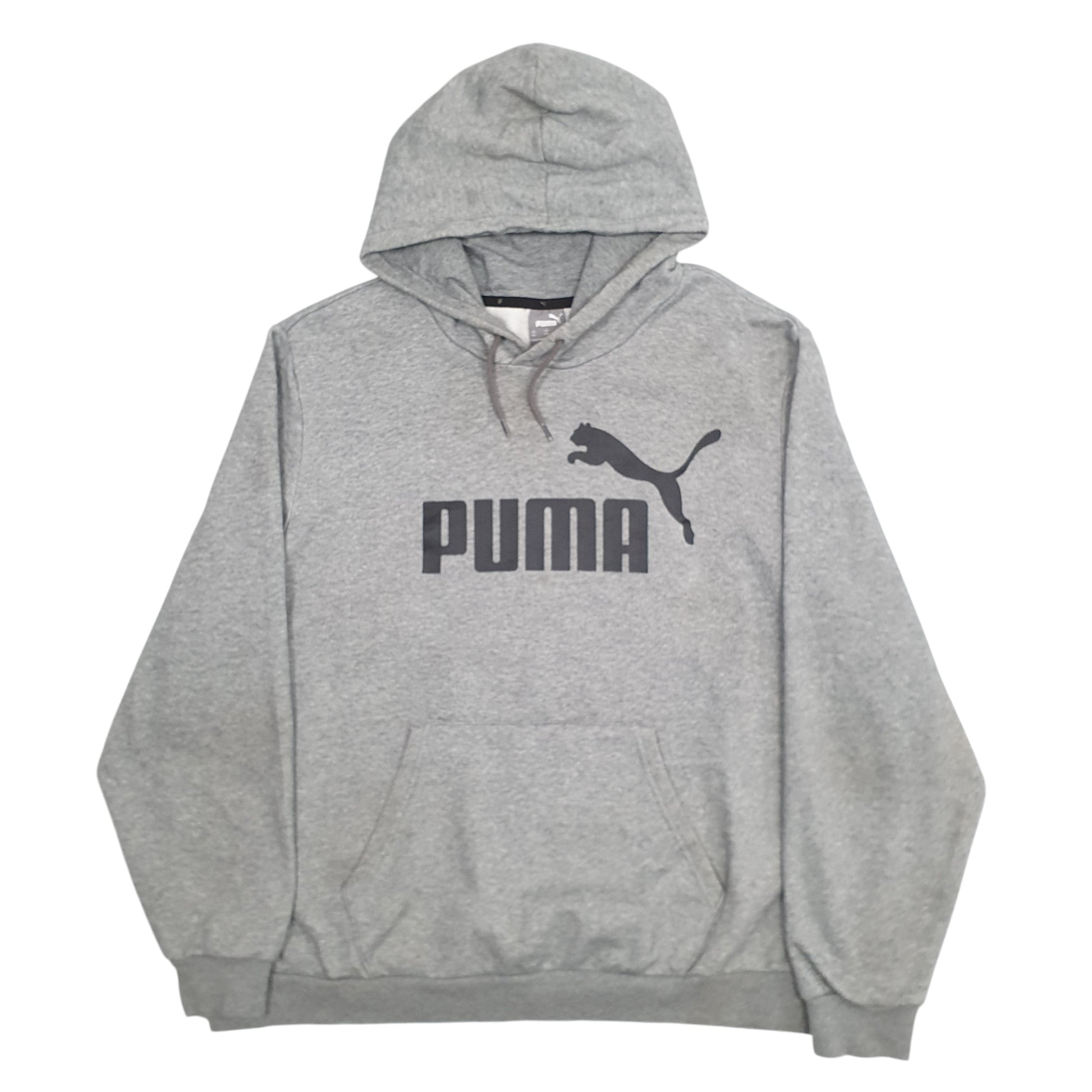 Mens Grey Puma Spellout Hoodie Jumper
