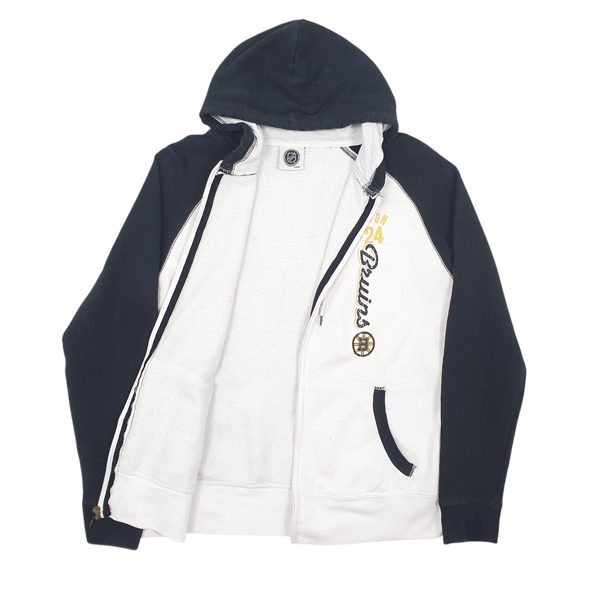 Womens White NHL Boston Bruins Full Zip Jumper