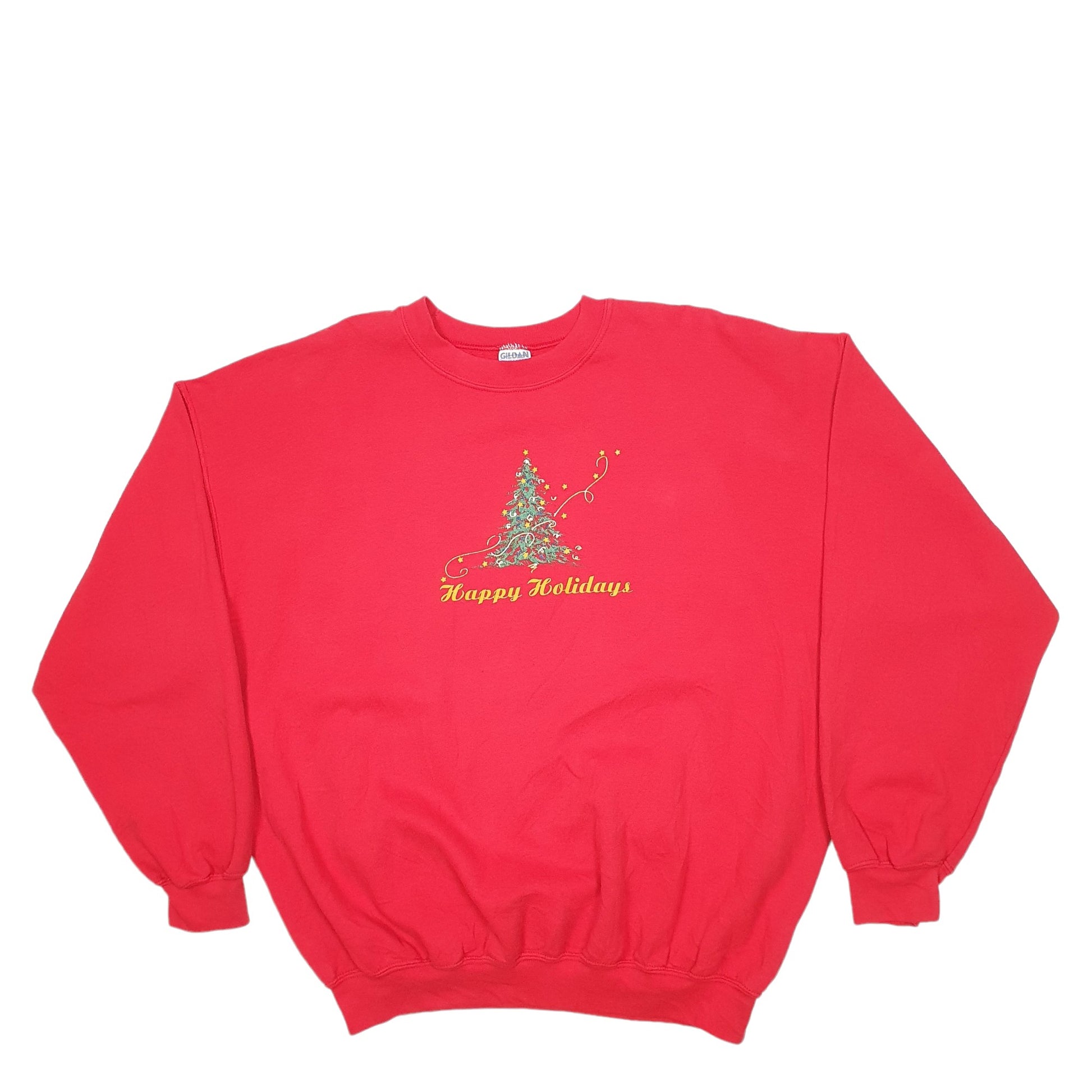 Mens Red Gildan Christmas Happy Holidays Crewneck Jumper