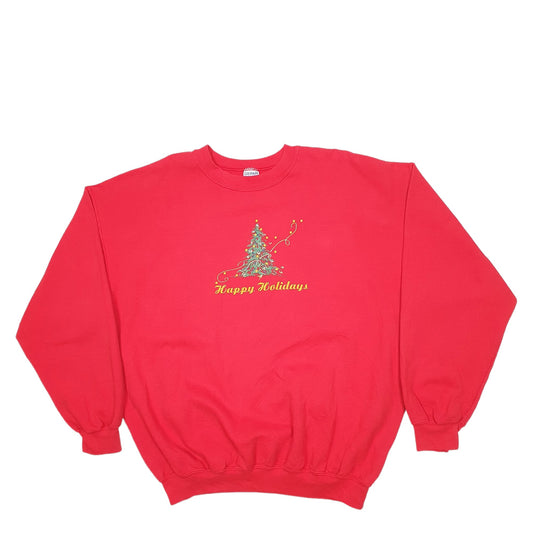 Mens Red Gildan Christmas Happy Holidays Crewneck Jumper